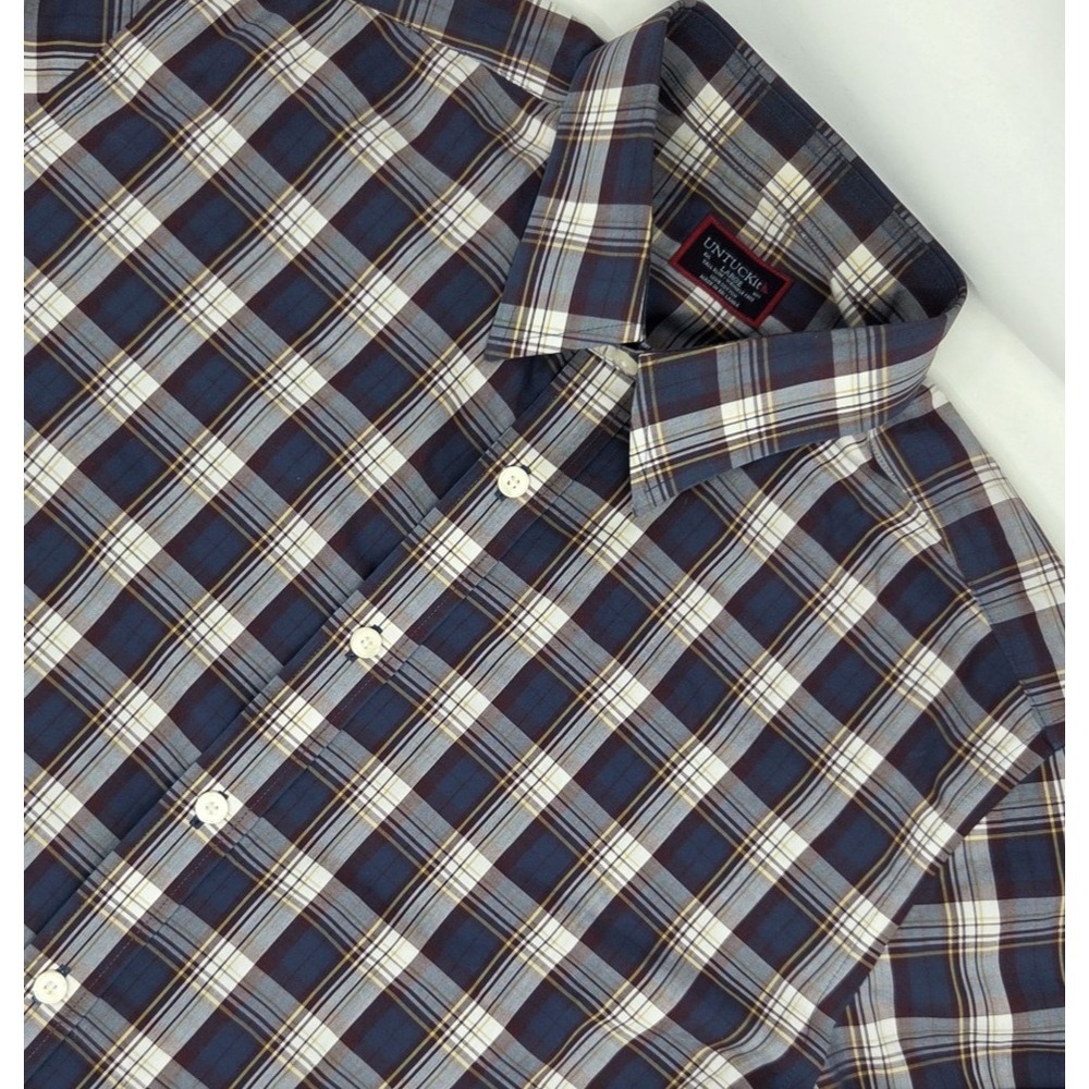 Untuckit Shirt Men's Large Tall Slim Plaid Barossa Wrinkle Free Long Sleeve